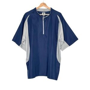 RJ Men's Performance Short Sleeve Baseball Cage Jacket Royal Blue and Grey Large